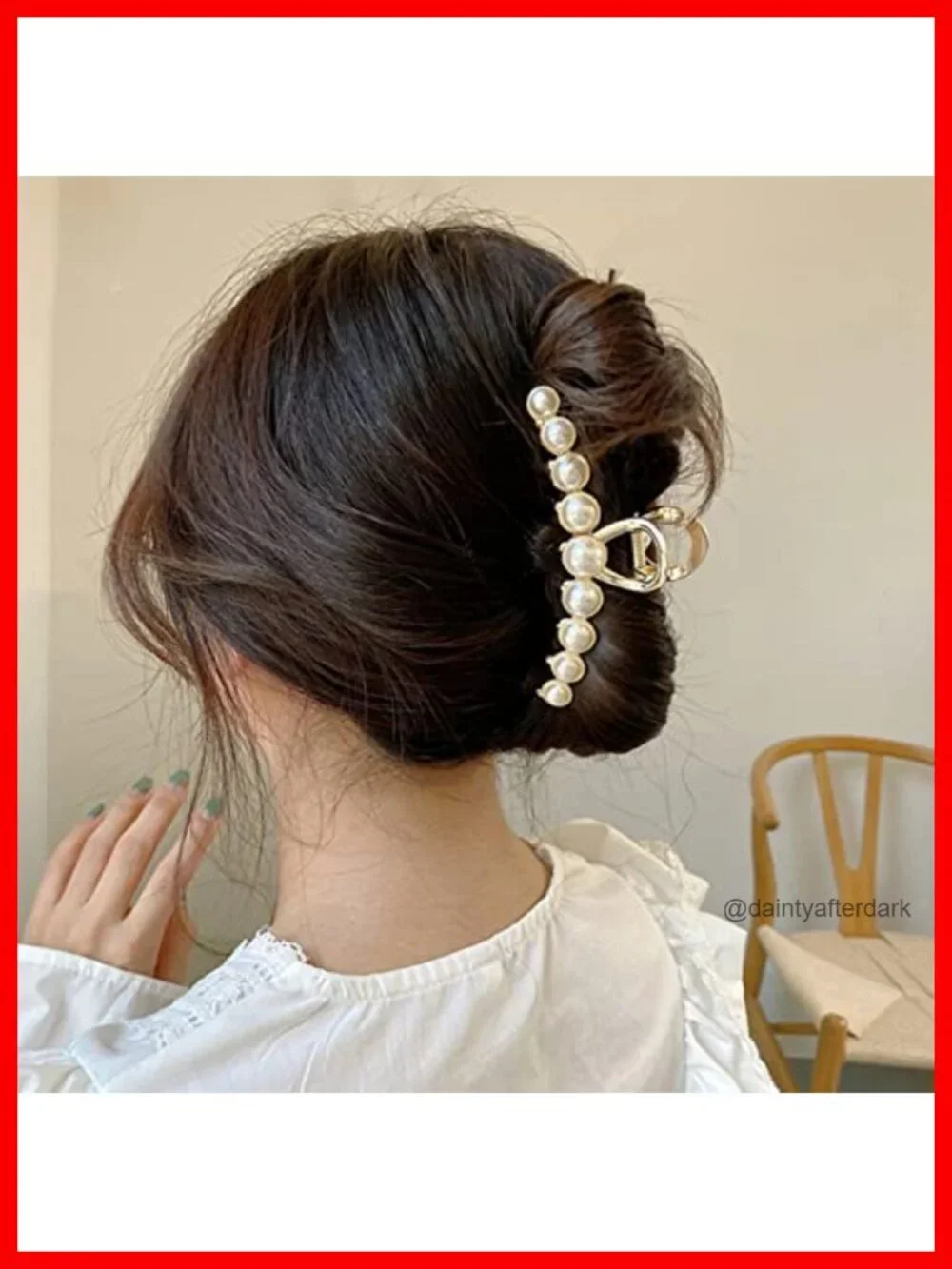 Vintage Pearl Hair Claw Clips Large Metal Alloy Hair Accessories for Women